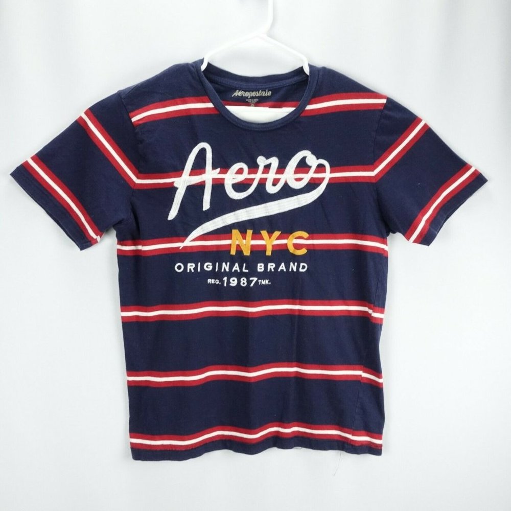 AEROPOSTALE NYC Original Brand T-Shirt Striped Blue Size XL